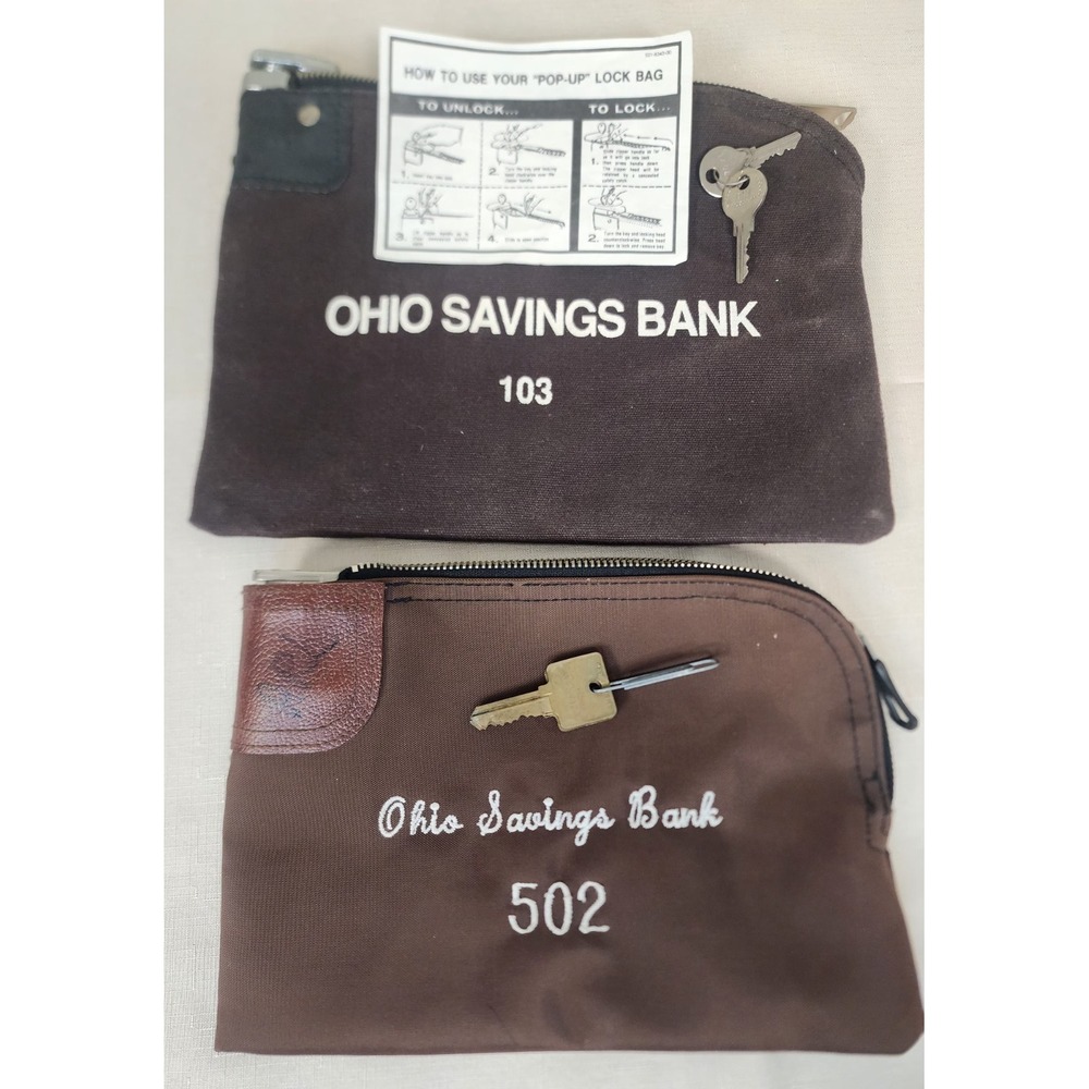 Vintage Ohio Savings Bank  locked money security bags‎ (2)